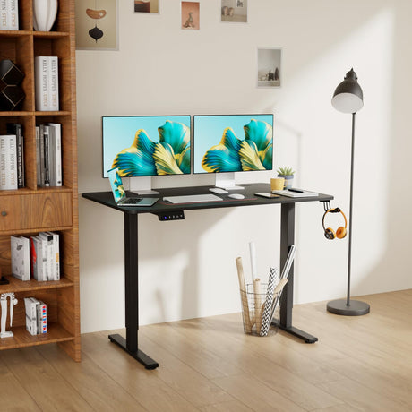 PayLessHere 48 Inch Adjustable Height Standing Desk Computer Desk with Large Space and Headphone Holder Office Desk with Electric Lifting and 2 Memory Function for Office Bedroom Meeting Room,Black PayLessHere