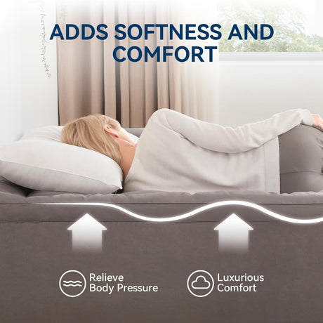 BDEUS Dual Layer 5 Inch Memory Foam Mattress Topper King Size, 2 Inch Gel Memory Foam Plus 3 Inch 1450 GSM Down Alternative Quilted Pillow Top Mattress Pad Cover,Dark Gray BDEUS