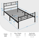 Yaheetech Twin Size Platform Bed Frame with Arrow Design Headboard, 13 Inches Metal Mattress Foundation for Storage, No Box Spring Needed, Easy Assembly, Modern, Black Yaheetech
