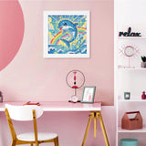 Gemozaic Diamond Art Kits for Kids with Frame, Dolphin Diamond Art for Kids Ages 4-6 for Gift Home Wall Decor (7x7inch) Gemozaic