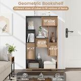 Tangkula Modern Geometric 47-Inch Bookshelf with 9 Cubes and Open Shelves for Stylish Storage Tangkula