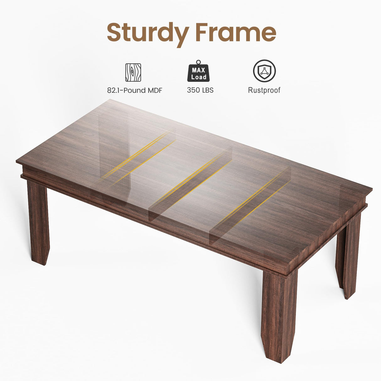 Farmhouse Dining Table for 6~8 People, 70.87" Long Rectangle Dining Table, Wood Kitchen Table with Sturdy Table Leg, Dinner Table, Dining Room Table for Kitchen, Dining Room-Brown GarveeHome