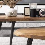 Midcentury Nesting Coffee Table Set of 2, Mid Century Modern Walnut Wood Oval Coffee Tables for Living Room, Compact Coffee Table and Side Table Set for Sofa Bedside Office Balcony or Small Spaces suruim