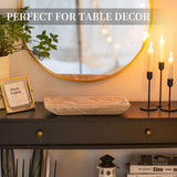 Hanobe Decorative Wood Dough Bowl: Long Wooden Centerpiece Table Decorations Natural Candle Holder Tray Decor Rustic Unfinished Trough Centerpieces for Dining Room Kitchen, White Hanobe