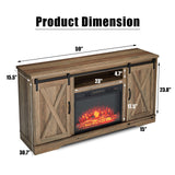 Fireplace TV Stand with Sliding Barn Door for TVs up to 65", Farmhouse 59" Fireplace Entertainment Center with Storage Cabinets/Adjustable Shelves, Dark Walnut AMERLIFE