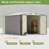 Patiowell 8x10 FT Outdoor Storage Shed, Large Garden Tool Metal Shed with Sloping Roof and Double Lockable Door, Outdoor Sheds for Backyard Garden Patio Lawn,Grey Patiowell