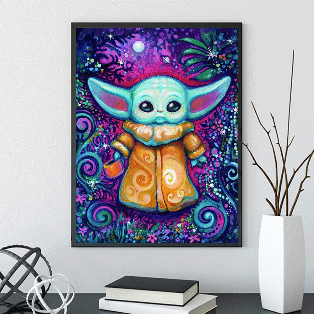 DIY 5D Diamond Painting Movie by Number Kits Full Drills for Adults,Round Drill Cross Crystal Rhinestone Pictures Arts Craft for Home Wall Decor Gift.(Interstellar Baby-1/30X40cm/11.8X15.7inch) vodwml