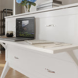 AFI, Northampton Full Size Murphy Bed Desk with Memory Foam 6" Mattress and Built-in USB Charger, White AFI