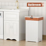 Function Home Trash Can Cabinet, 13 Gallon Kitchen Garbage Can, Wooden Recycling Trash Bin, Dog Proof Trash Can, Trash Cabinet with Lid for Home Kitchen Bathroom, White Function Home