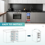 EUHOMY 15 Inch Beverage Refrigerator Cooler Under Counter 127 Cans Beverage Fridge Built-in or Freestanding with Glass Door, LED Light, Beer Fridge for Soda, Water, Wine - Home Kitchen Bar. EUHOMY