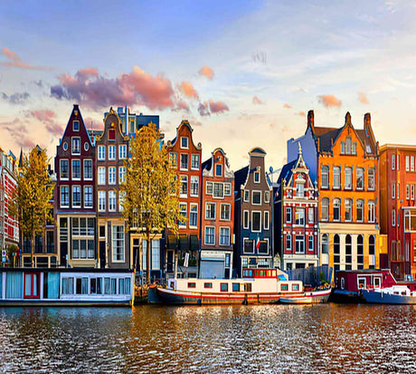 Diamond Painting City Amsterdam Netherlands Dancing Houses Over River Amstel Landmark in Old European City Spring Landscape for Adult Painting Kits Diamond Art Perfect for Home Wall Decor 12"x16" Handmade Arting