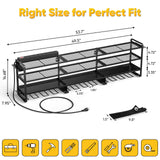 POKIPO 49.5" W Large Power Tool Organizer Wall Mount with Charging Station, 4-Tier Heavy Duty12 Cordless Drills Holder Load 600 lb, Tool Battery Storage Rack Built in 8 Outlet Power Strip for Garage POKIPO