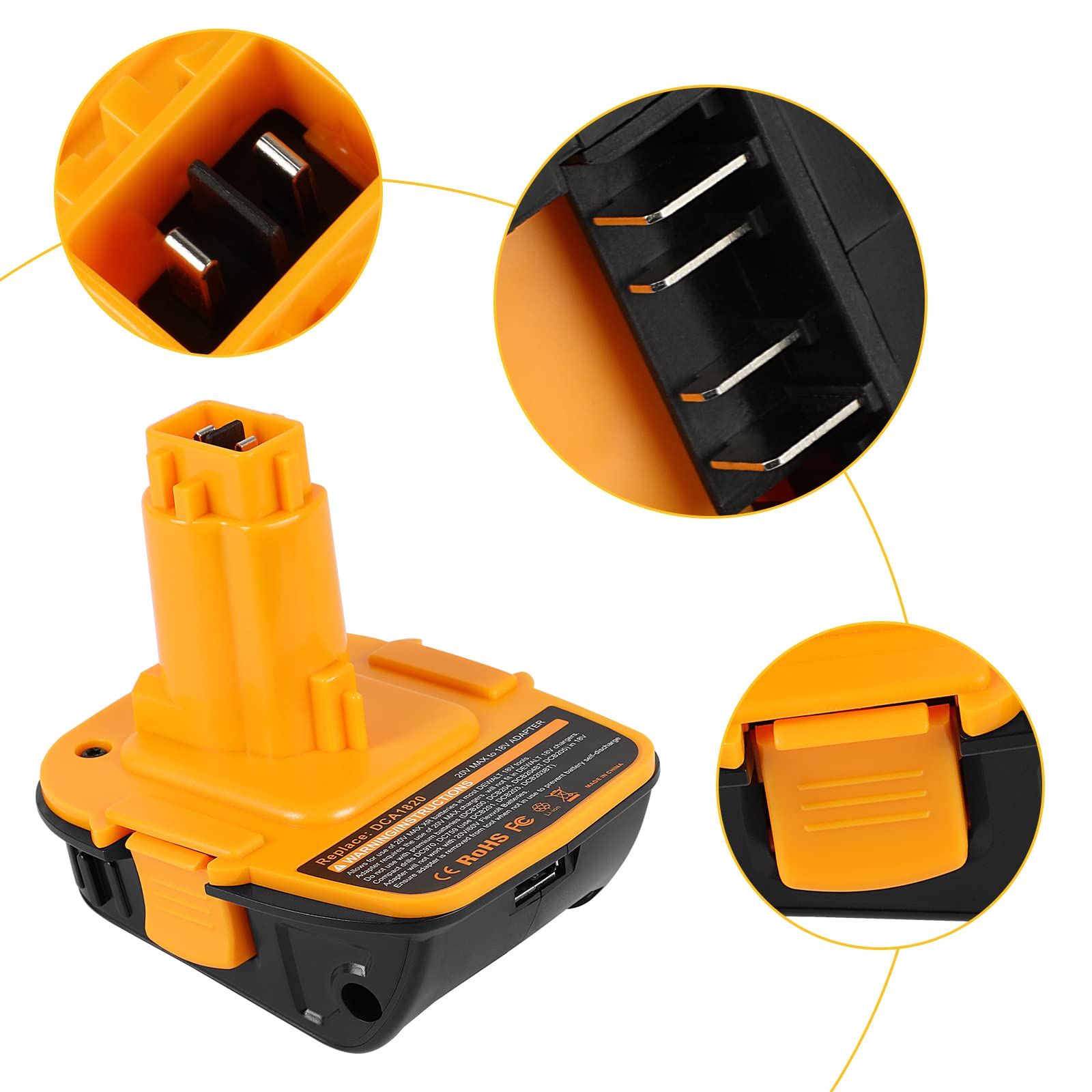 Replacement Battery Adapter DCA1820 for Dewalt 18V Tools, Convert 18V / 20V Lithium Battery to NiCad/NiMH Battery, Makes The Battery can be Used for Nickel Drill and Charger - WoodArtSupply