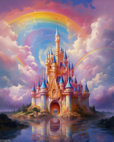 XTXGERL Paint by Numbers, Rainbow Castle Clouds, Adult Crafts Adult Paint by Number Kits, Arts Crafts for Home Decor (No Frame,16x20 inch)