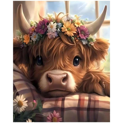 XTCIXAL Highland Cow Paint by Numbers Kit for Adults, Cow Paint by Number for Adults, Beginners Acrylic Canvas Painting Kits for Home Wall Decor 16x20 Inch