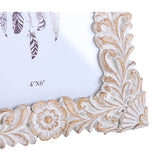 NIKKY HOME Farmhouse Boho Style Floral Picture Frame 4x6 Rustic Resin Photo Frame with Distressed White Finish, High Definition Glass for Table Top Display NIKKY HOME