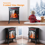 Rintuf Small Electric Fireplace Heater, 1500W Infrared Fireplace Stove with 3D Flame Effect, Adjustable Thermostat, 8H Timer, Remote Control, Freestanding Space Heaters for Indoor Use Large Room Safe Rintuf