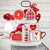 Nuvagiki Valentine's Day Tiered Tray Decor, Valentine's Day Decorations for Home Indoor, Interchangeable Year Round Seasonal Decorations Wooden Frames + Mini Arch + Ladder Set, No Tray, Turkey Decor nuvagiki
