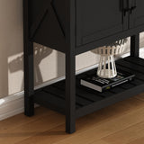 ChooChoo Farmhouse Console Table, Entryway Table with Storage Shelf, Coffee Bar Cabinet, Narrow Buffet Sideboard for Kitchen, Hallway, Living Room, Black ChooChoo