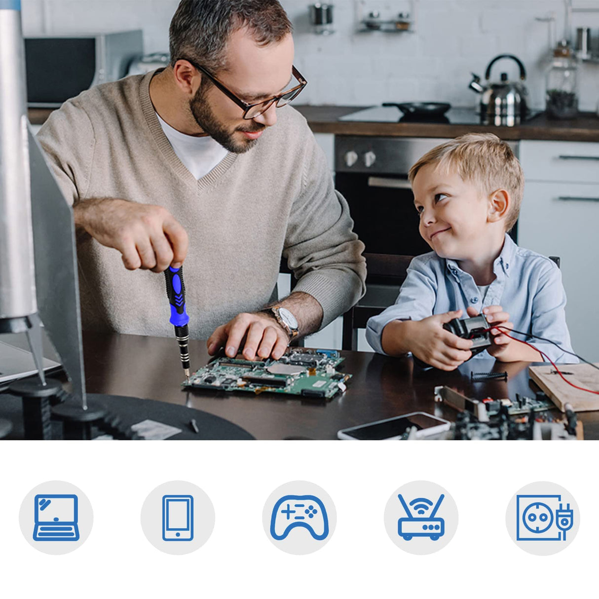 80 IN 1 Professional Computer Repair Tool Kit, Precision Screwdriver Set with 56 Bits, Magnetic Screwdriver Set for Laptop, PC, MacBook, Tablet, iPhone, PS4, Electronics, Gamer Tech Gifts for Men UnaMela