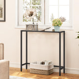 HOOBRO 29.5" Narrow Console Table, Tempered Glass Sofa Table, Small Side Table, Modern Entryway Table, for Entrance, Living Room, Foyer, Hallway Bedroom, Black BK07XG01 HOOBRO