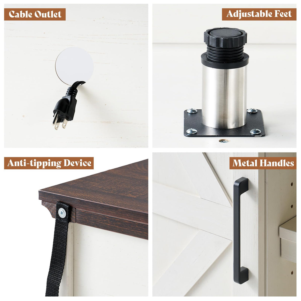 AMERLIFE 66" W Farmhouse TV Stand, Wood 40" H Tall Entertainment Center with Sliding Barn Door & Large Storage Shelves, Rustic Media Console for TVs up to 75", Distressed White AMERLIFE