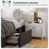 IMUsee Queen Bed Frame with Storage, 3 Large Drawers on Wheels, Fabric Upholstered Platform Bed, No Box Spring Needed, Wood Slats Support, Easy Assembly, Dark Grey IMUsee