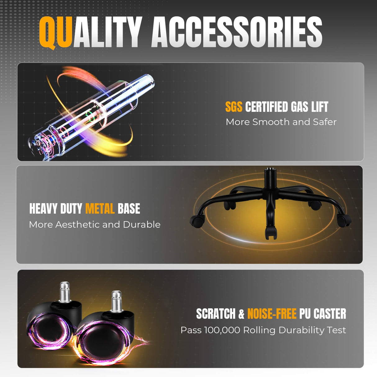 GTRACING Gaming Chair Ergonomic Office Chair with Foot Rest & Pocket Spring Cushion, High Back Computer Desk Chair with Headrest & Lumbar Support, Breathable Fabric Game Chair for Adults, Black GTRACING