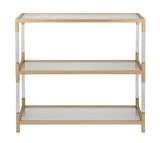 Deco 79 Metal Console Table 2 Shelf with Clear Glass Top and Acrylic Legs, 38" x 15" x 36", Gold Deco 79