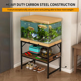 METYERRY Modern 20 Gallon Fish Tank Stand for Home Office, 2-Tier Aquarium Stand with Shelf for Storage, Fish Tank Table 24" x 12" x 21", Ideal for Breeder Tanks, and Reptile Terrariums, Rustic Brown METYERRY