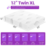 Twin XL Mattress, 12 Inch Gel Memory Foam XL Twin Mattress for Cool Night & Pressure Relief, Removable Washable Cover, Medium Firm & Motion lsolation, Bed in a Box, Made in The USA, CertiPUR-US Pamag pieeoo
