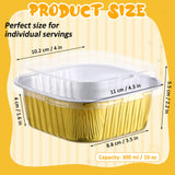 Aoriher 150 Pieces 10 oz Mini Cake Pans with Lids Aluminum Foil Baking Cups Square Disposable Cupcake Cups Baking Tins for Kitchen Brownie Pudding Desserts Muffin Ramekins Holders(Gold) Aoriher