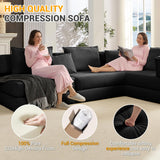 Boneless Sectional Couches for Living Room Furniture, 6-in-1 Convertible Oversized Sofa Bed, L Shaped Cloud Sectional Couch, Corduroy Upholstered Deep Seat Sofa, No Assembly (Black) SCZMWJ