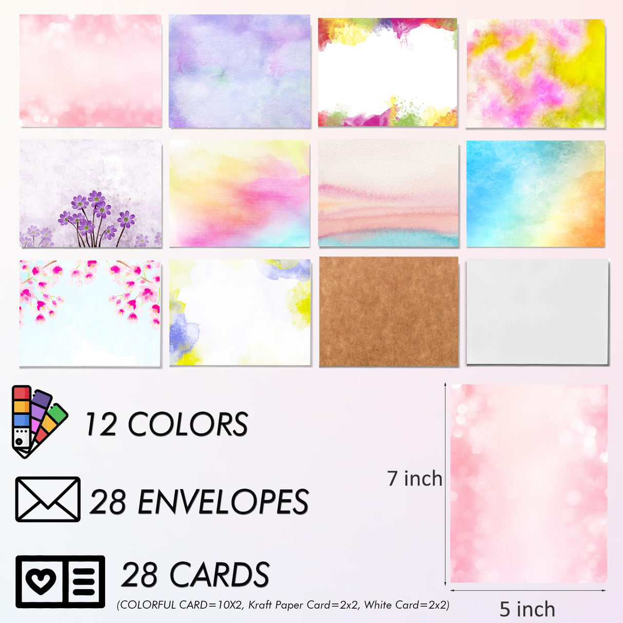 Card Making Supplies For Adults and Kids,Card Making Kits 28 Blank Greeting Cards and Envelopes with Supplies And Stamp Set- Giftable DIY Greeting Card Set- Happy Birthday Christmas Thank You BOAJUNWU