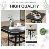 Oakmont Outdoor Furniture 3 Piece Conversation Bistro Set Rocking Chairs and Glass Top Table, Thick Cushions, Black Steel (Brown) Oakcloud