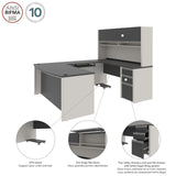 Bestar Connexion U-Shaped Workstation with Three Drawers, 72W, Slate/Sandstone Bestar