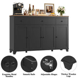 HIFIT 55" Large Kitchen Buffet Cabinet with Storage Drawers, Farmhouse Sideboard Buffet Table Storage Cabinet with Doors and Shelves, Wood Coffee Bar Cabinet for Kitchen Dining Living Room, Black HIFIT