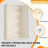 INTERGREAT Metal Wardrobe Closet, 72" Grey Locking Storage Wardrobe Cabinet with Doors and Shelves, Tall Steel Clothes Storage for Office, Home, School, Gym INTERGREAT