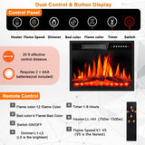 PRETZI 23 inch Electric Fireplace Insert Heater, Recessed Mounted Fireplace with Remote Control & Touch Screen, Adjustable LED Flame Effects, Small Electric Stove for TV Stand, 750/1500W PRETZI