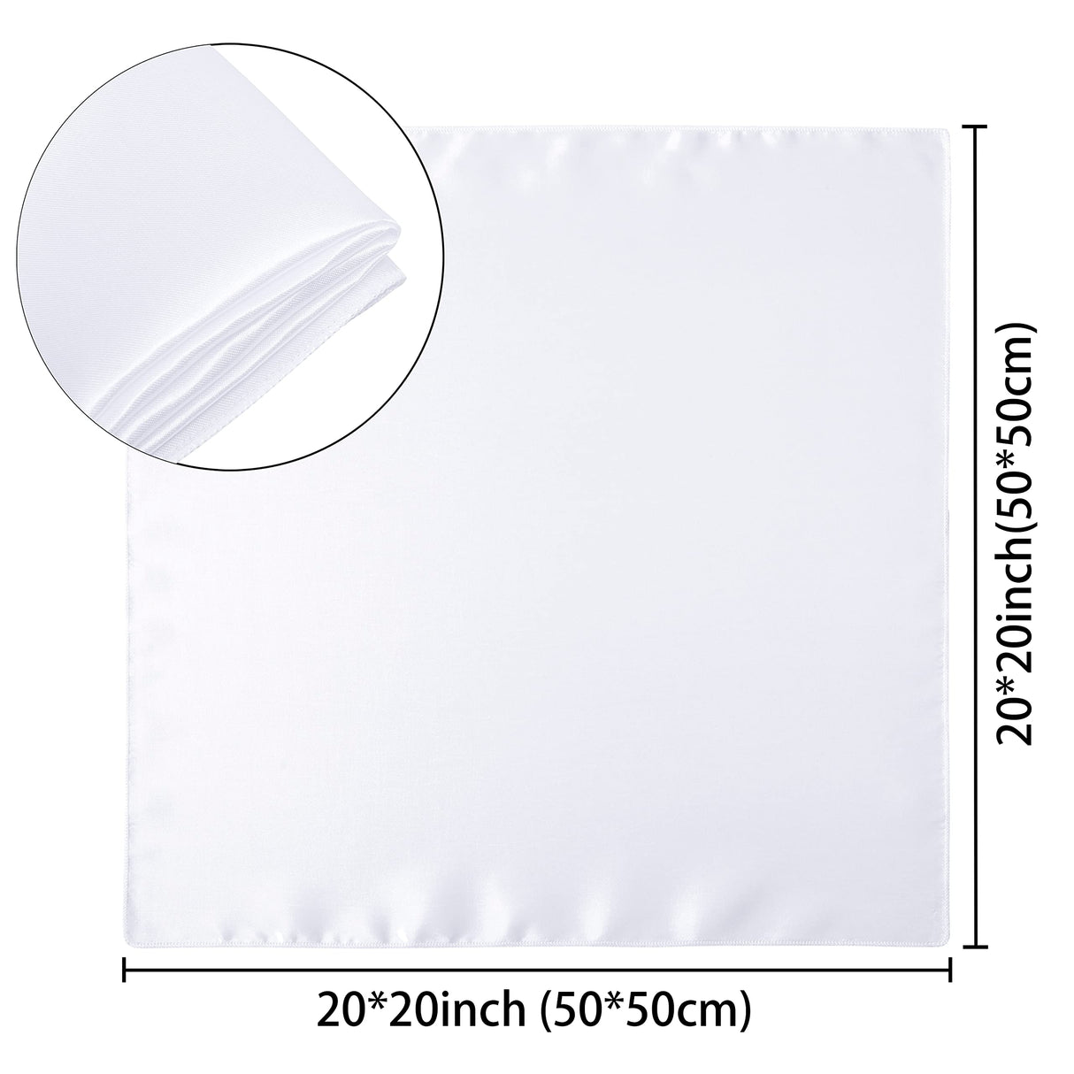 Counfeisly 12 Pack Square Satin Dinner Napkins, 20x20 Inches Silky Soft Smooth Table Cloth Napkins for Restaurant Weddings Banquet Party Decoration, White WoodArtSupply