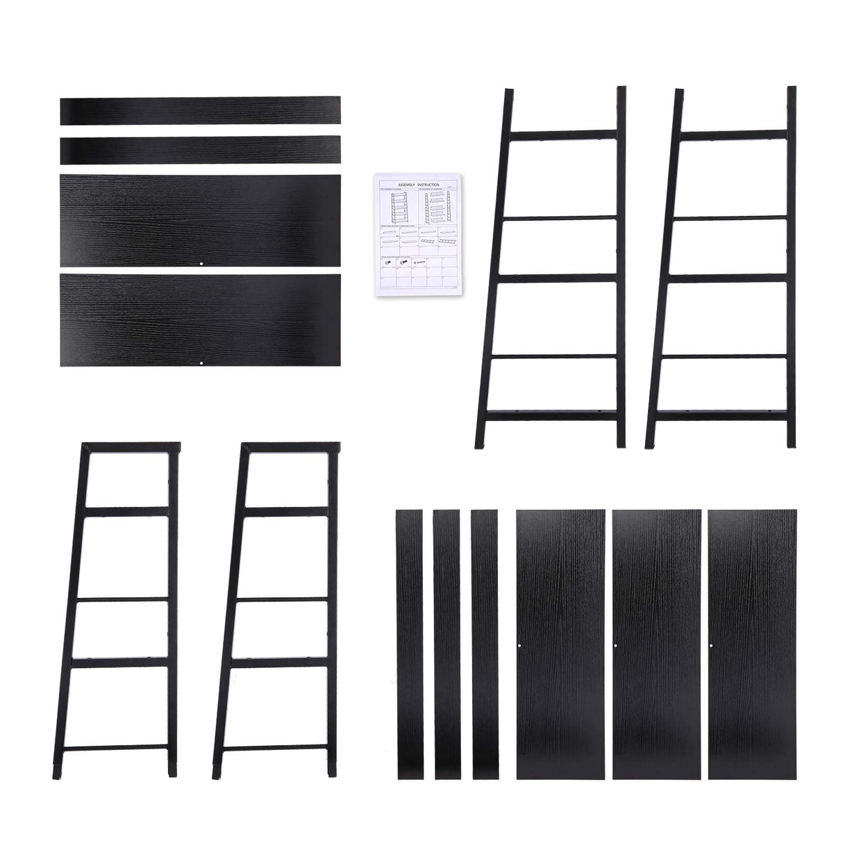 Homdox 5 Tier Ladder Shelf, Industrial Bookshelf Wood and Metal Bookcase, Plant Flower Stand Rack Book Rack Storage Shelves for Home Decor Homdox