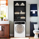 Tydaris Over The Toilet Storage Cabinet – Wood Bathroom Shelf Above Toilet with Double Doors, Bathroom Storage Cabinet Organizer, Black Tydaris