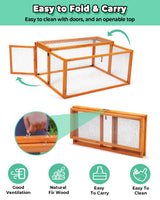 Nyeekoy Portable Chicken Coop Run, Chicken Brooder Box, Foldable Chicken House with Handle, Wooden Chicken Cage with Top & Side Opening Doors, Rabbit Hutch Outdoor Indoor Orange-45 L Nyeekoy