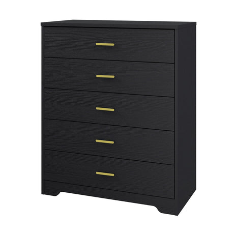 Panana Dresser for Bedroom with 4/5 Drawers, Wooden Chest of Drawers, Storage Organizer Unit Dressers for Bedroom, Living Room, Hallway, Nursery (Black, 5 Drawer) Panana