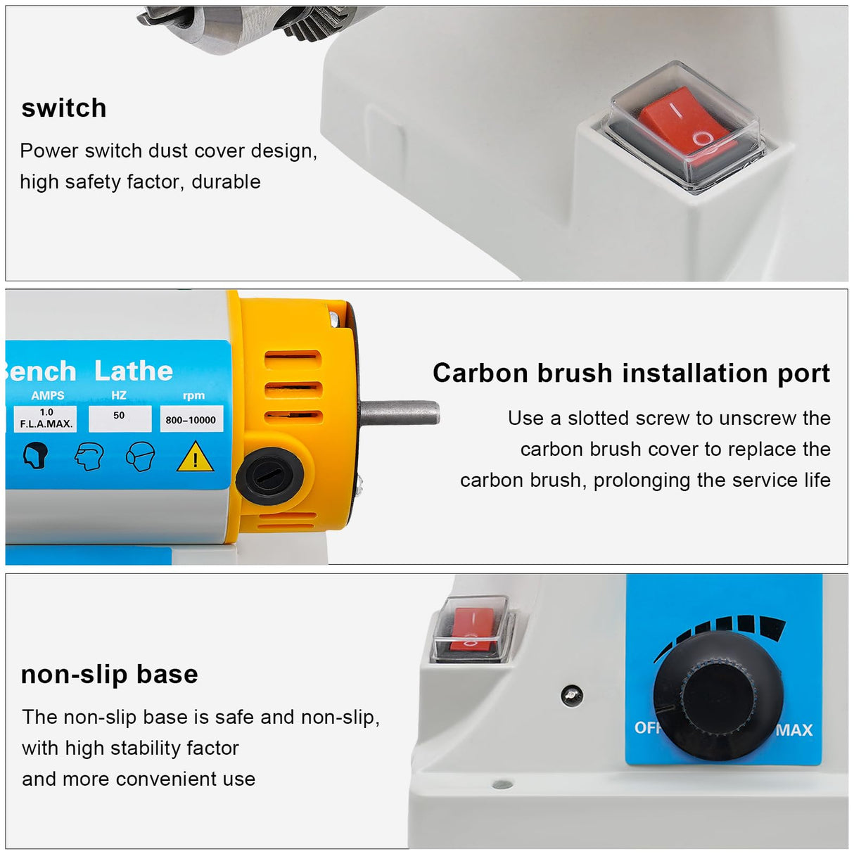 Multi-Function 110V Bench Buffer Polisher Machine Adjustable Variable Speed Bench Grinder Polishing & Buffing Machine for Wood, Amber, Metal, Jade TTeralmon