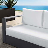 Modway Tahoe Aluminum Modular Left-Facing Outdoor Patio Loveseat in Gray White with Weather-Resistant Cushions, Couch for Garden Backyard, Poolside Modway