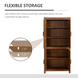 HOMCOM 64" 4-Door Kitchen Pantry, Freestanding Storage Cabinet with 3 Adjustable Shelves for Kitchen, Dining or Living Room, Oak HOMCOM