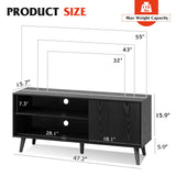 WLIVE TV Stand for 55 Inch TVs, Entertainment Center with Storage Cabinet, Mid-Century TV Stands for Living Room and Bedroom, 50" TV Console, Black WLIVE