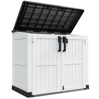 LHBcraft Outdoor Storage Cabinet 36 Cu Ft with Lockable Doors, Portable Horizontal Resin Storage Shed -Easy to Assemble, Waterproof Outdoor Storage Box for Backyards,Patios