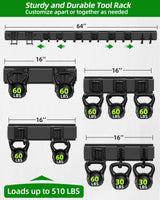 PIYILO 64 inches Garage Tool Organizer Wall Mount, Heavy Duty Garden Tool Organizer Rack, Hanging Storage Organization Racks Holder with 10 Hooks, for Lawn Tools, Shovel, Shed PIYILO